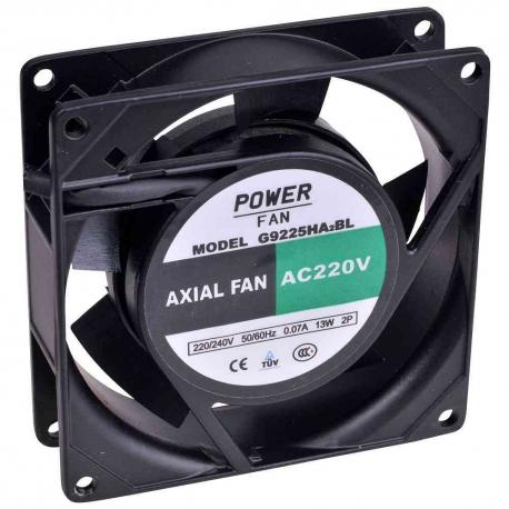 Ventilador "Powerfan" 92x92x25 mm, cojinete de bolas, rejilla y cables