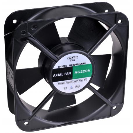 Ventilador "Powerfan" 200x200x60 mm, cojinete de bolas, rejilla y cables